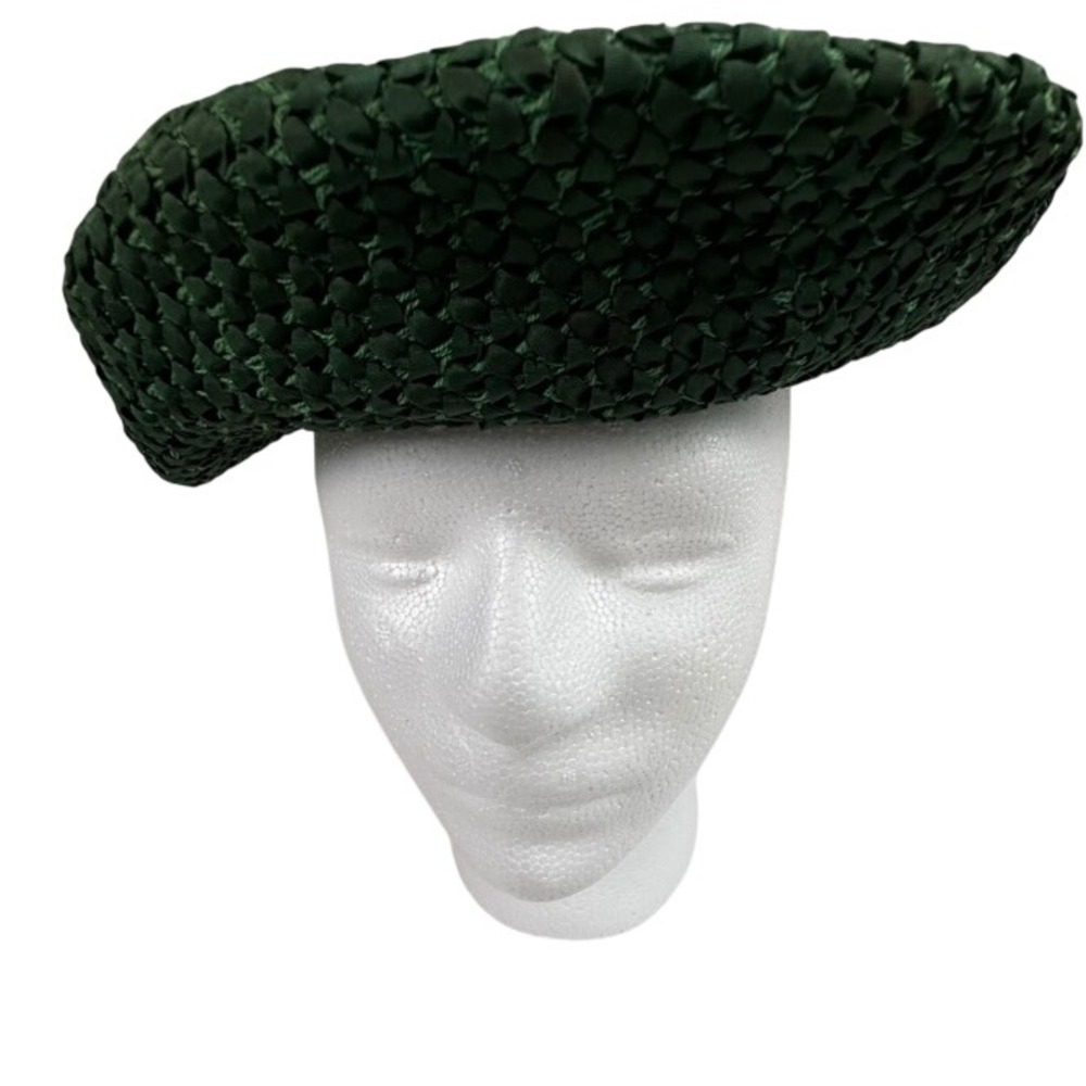 Dobbs Fifth Avenue Vintage Green Woven Beret Hat One Size Retro Mid Century